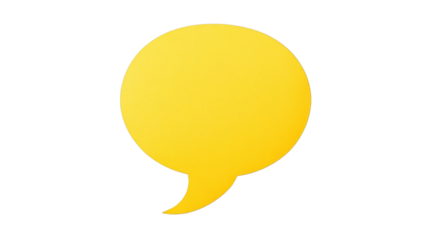 Yellow speech bubble communicating information on transparent background