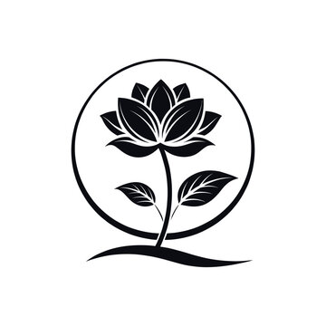 recommend clip art: flower silhouette logo vector line art logo design