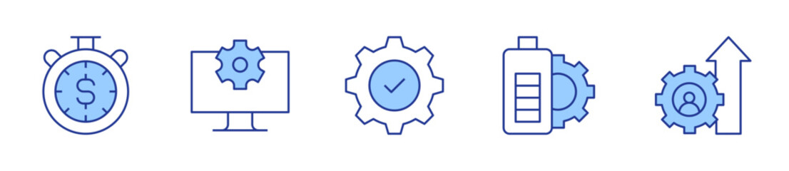 settings, time management, battery, system, business. Management Icon vector illustration. Line Duotone style. Editable stroke