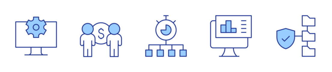 system, analysis, people, time management, data management. Management Icon vector illustration. Line Duotone style. Editable stroke