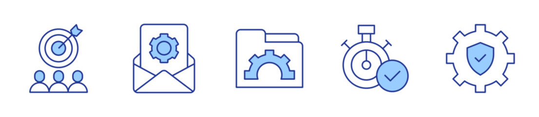 target, time management, secure, email, folder. Management Icon vector illustration. Line Duotone style. Editable stroke