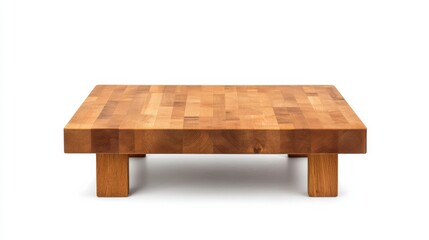 Fototapeta premium A sturdy butcher block table featuring a practical design and a durable multi-use wooden surface, ideal for kitchens, restaurants, or workspaces