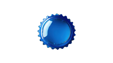 Shiny blue bottle cap isolated on transparent background