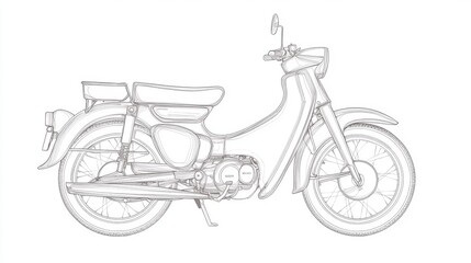 Fototapeta premium Vintage Motorcycle Line Art Drawing
