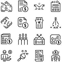 Taxes and accounting line icons collection. Thin outline icons pack. UI icon collection. Set of line web pictogram...............