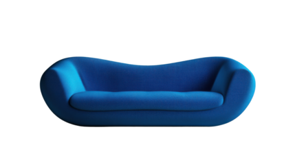 Modern blue sofa isolated on transparent background representing comfort and style
