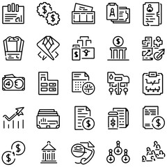 Taxes and accounting line icons collection. Thin outline icons pack. UI icon collection. Set of line web pictogram