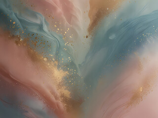 Fototapeta premium A tranquil and sophisticated background featuring a soft golden dawn effect, with warm beige blending into pastel pink and light blue. The lighting is subtle and ethereal, casting a natural glow