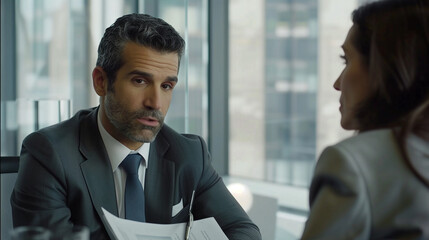 Fototapeta premium A well-groomed man with short black hair and a neatly styled beard dressed in formal attire