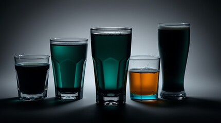 Drinks, coctails and beer isolated on white background