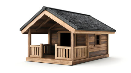 Small Wooden Cabin Exterior 3D Model