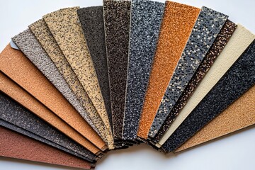 Set of Different Sandpaper Grits Arranged Fan Style for Comparison