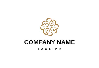 Elegant company logo design with abstract floral pattern in gold hue
