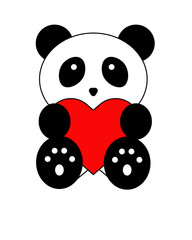 Obraz premium Panda holding a heart