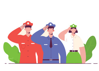 Saluting Officers. A Labor Day Tribute to Workers Blue Honor Unity Police Salute