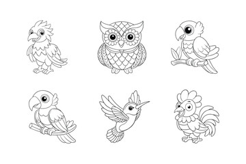 Set of Animal coloring page vector illustration