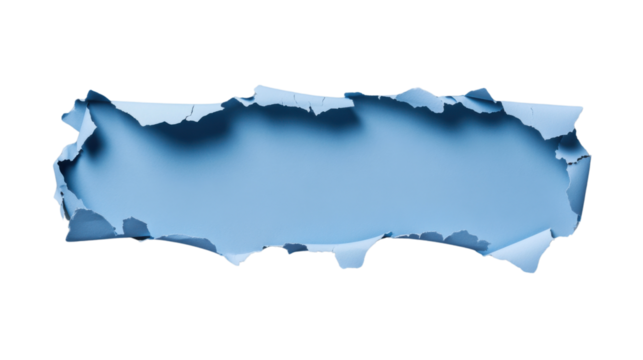 Torn light blue paper creating a blank space on transparent background