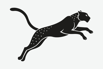 A leaping cheetah in motion silhouette design art with illustration