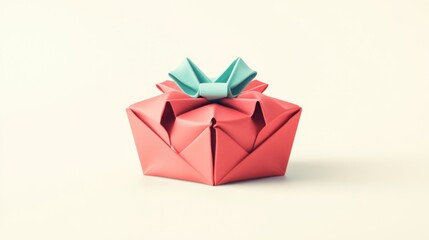 Origami gift box on white background. Possible use stock photo