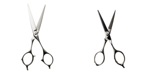 Silver Scissors with Sharp Blades on a Transparent Background