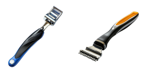 Professional barber’s razor with replaceable blade isolated on transparent background