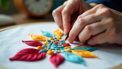Naklejka premium A Symphony of Stitches: Embroidering Love's Tapestry