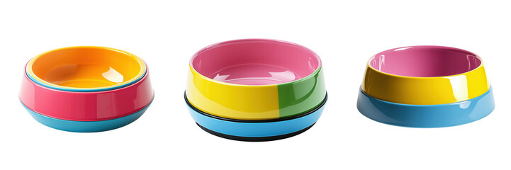Fototapeta premium A colorful pet food bowl with anti-slip base isolated on a transparent background