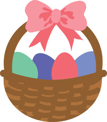 Easter basket vector illustration. Easter basket with eggs