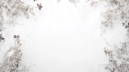 Bright white backdrop surrounded by elegantly designed snowflakes, creating a sense of calm and seasonal beauty. The center is free for text or images. Concept Christmas border, winter decor