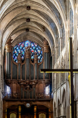 France Paris, beautyful wooden  organ at the Saint Severine church ch in the Latin Quater.