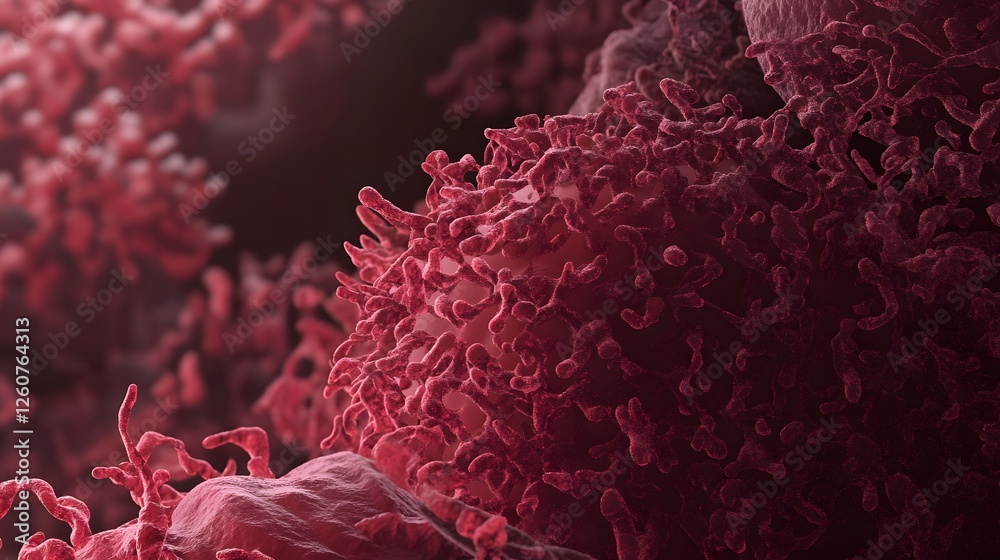 Poster a highly magnified and detailed microscopic view of a complex organic and textured cellular pattern 