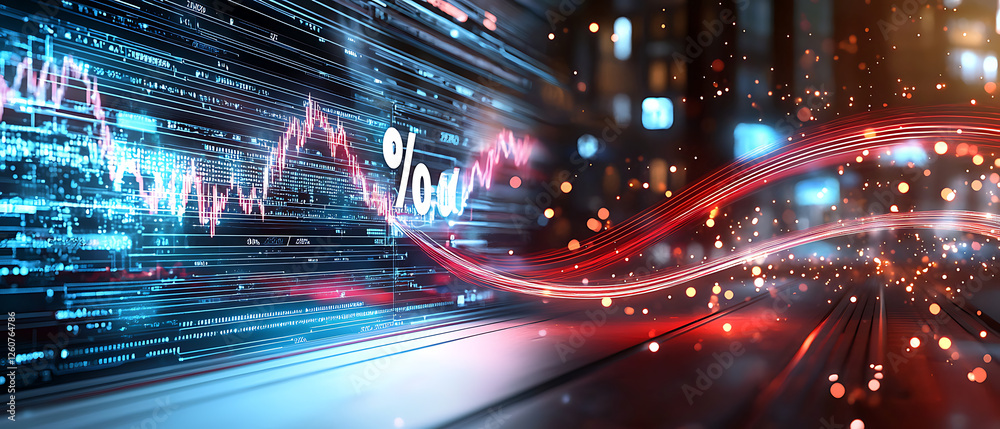 Poster dynamic financial data visualization digital workspace graphic representation modern environment dig