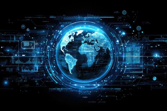 Futuristic Digital Earth with Global Network and Data Connections