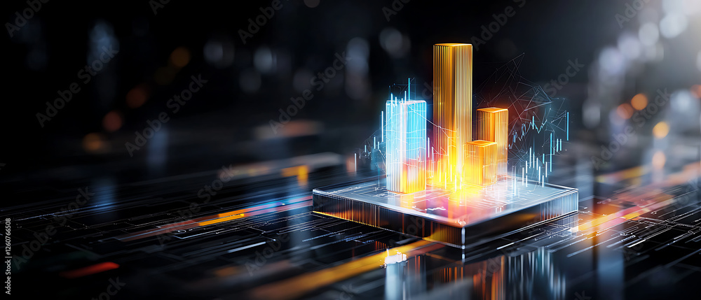 Poster dynamic data visualization business analytics digital environment futuristic view statistical trends