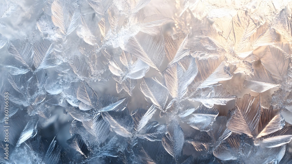 Aufkleber close-up view of intricate ice crystals, showcasing a beautiful winter scene. the image features stu
