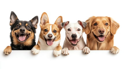 Group of Happy Dogs on Transparent Background
