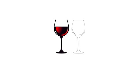 A glass of red wine is next to two glasses of wine.