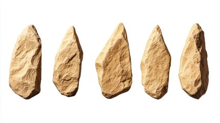 Natural Stone Shapes Collection Isolated on White Background for Art and Design Projects