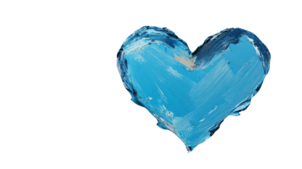 Blue painted heart showing love and affection on transparent background