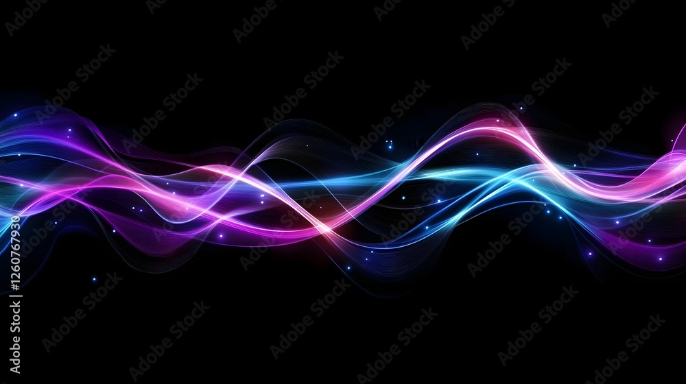 Aufkleber Abstract digital depicting a dynamic fluid and mesmerizing flow of colorful luminous waves and lines reminiscent of neon or electrified energy