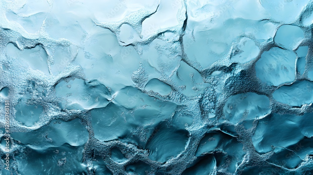 Poster close-up abstract view of glacial ice, showcasing its intricate texture and cool blue tones. abstrac