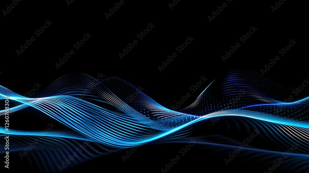 Poster An abstract digital artwork showcasing elegant flowing waves of vibrant colors in dynamic futuristic motion creating a seamless harmonious visual expression of technology creativity and elegance