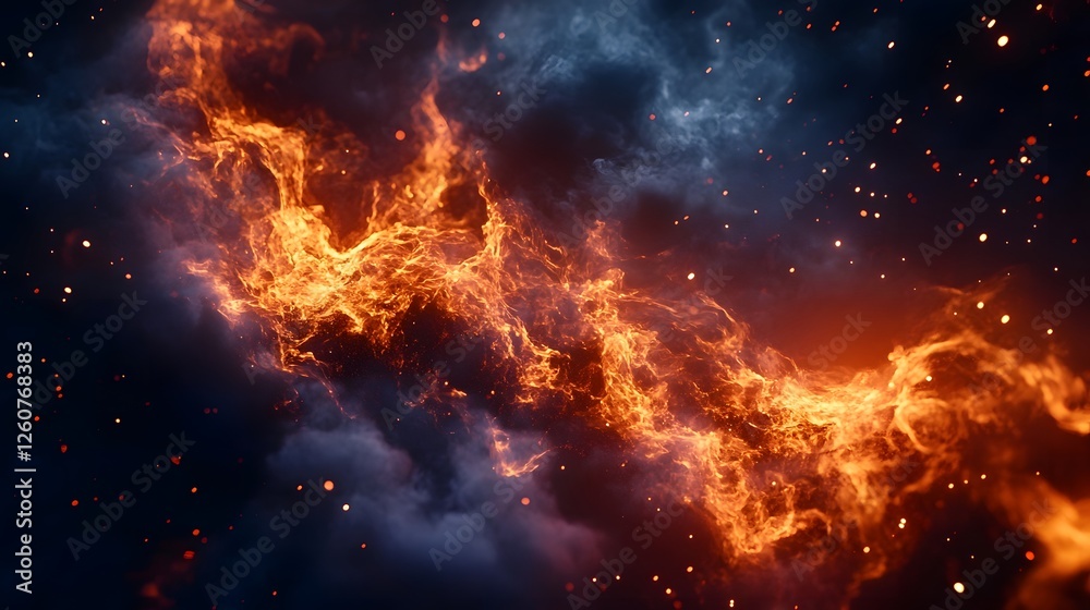 Poster an intense fiery celestial explosion in the depths of the cosmos a dramatic turbulent and captivatin