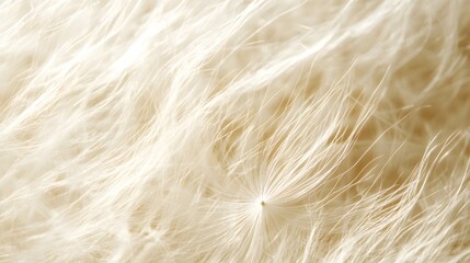 Fototapeta premium Close-up view of a creamy-colored seedhead. Soft, delicate textures dominate. Nature's peaceful art Macro Texture Backgrounds Fluffy Dandelion Texture. Creamy Gossamer: A Close-Up of Delicate Seedhead