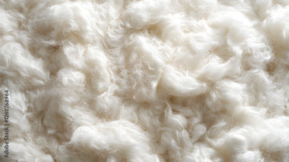 Aufkleber Close-up image of a fluffy, creamy white cotton texture. The soft fibers create a luxurious and inviting feel. Macro Texture Backgrounds Fluffy stuffing Texture. Close-Up of Creamy White Fluffy