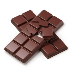 Fototapeta premium Broken Chocolate Bar on White Background.