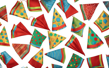 A festive set of napkins with a party pattern, isolated on a empty plain background
