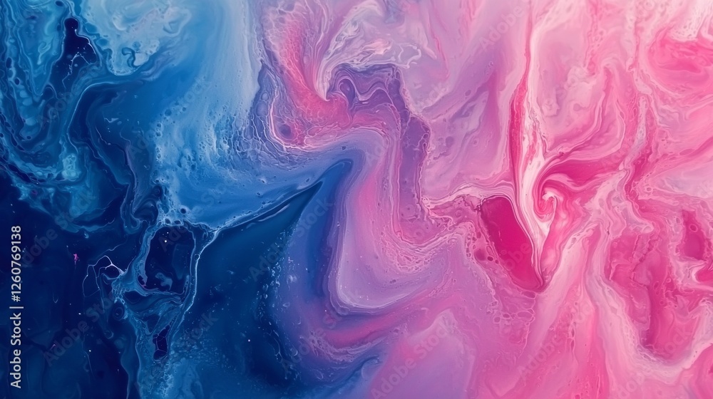 Poster this stunning artwork features a blend of deep blues and soft pinks, swirling in fluid patterns that