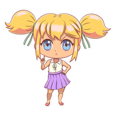 Angry girl, hand on hip, no, finger gesture