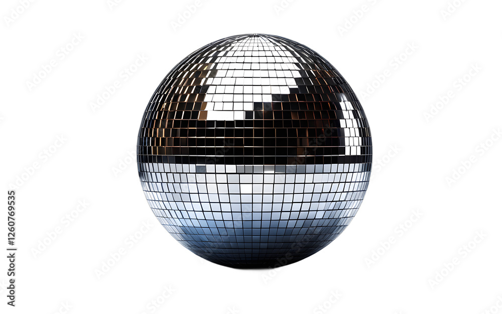 Poster A large disco ball reflecting light, isolated on a empty plain background